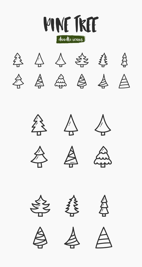 Pine Tree Hand-Drawn Doodle Icons Pine Tree Doodle, Outdoor Tattoo, Doodle Icons, Tree Doodle, Sketch Icon, Art Hacks, Tree Sketches, Forest Background, Doodle Icon