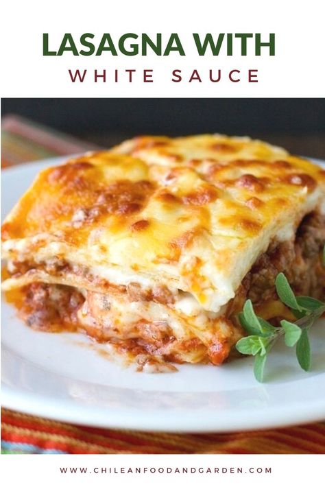 Chilean recipe for Lasagna with White Sauce and Bolognese Sauce. Delicious and easy dish to make ahead. #chileanfoodandgarden #lasagnawithwhitesauce South American Recipes, Chilean Recipes, White Sauce, Lasagna Recipe, Easy Dishes, Soups And Stews, Meal Time, Ricotta, Lasagna