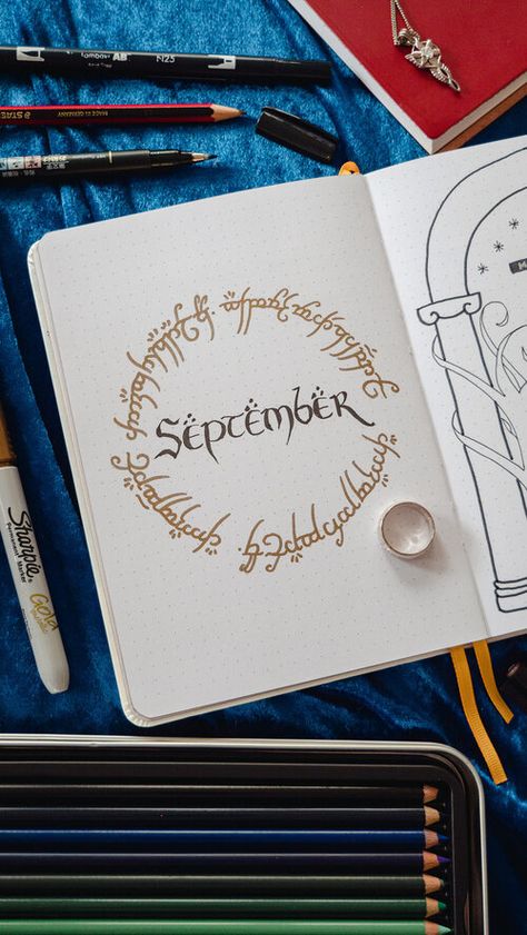 September 2021 LOTR Bullet Journal - One Ring to Rule Them All — Erin Smith - Bullet Journal & Stationery Lord Of The Rings Journal, Lotr Journal, Lord Of The Rings Art, Bujo 2025, Bullet Journal Mental Health, Lotr Movies, Journal 2025, Erin Smith, Bulletin Journal