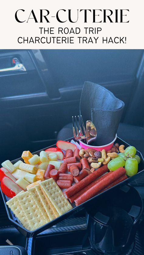 Car Cuterie Board, Road Trip Charcuterie Board, Car Charcuterie Board, Car Snacks For Adults, Road Trip Charcuterie, Hotel Snacks For Adults, Healthy Car Snacks Road Trips, Snacks For Road Trip Travel Foods, Car Snacks Road Trips