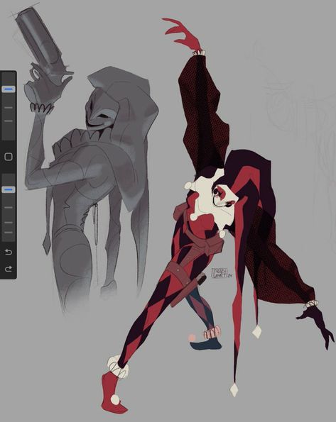 Harley Quinn Design, 영감을 주는 캐릭터, Sketchbook Art Inspiration, Dnd Characters, Art Block, Funky Art, Art Reference Photos, Cartoon Art Styles, Art Reference Poses