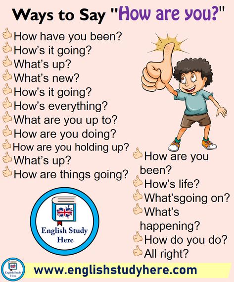 18 Ways to Say How are you in English Ways To Say How Are You In English, Way To Say How Are You, Ways To Say How Are You, How To Study English, Taal Posters, English Collocations, Study English, How To Study, English Learning Spoken