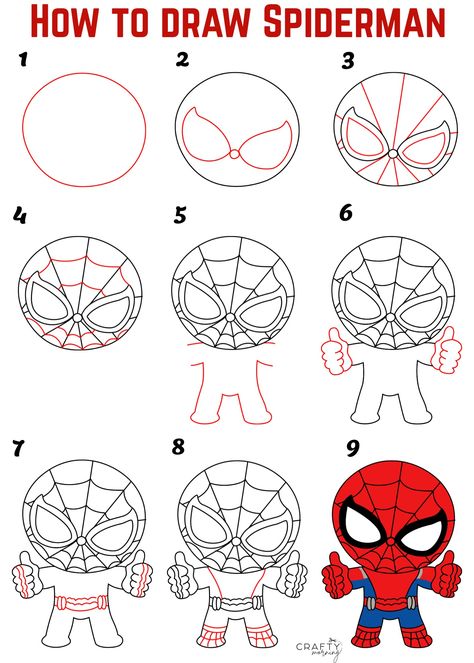 How to Draw Spiderman for Kids - Crafty Morning