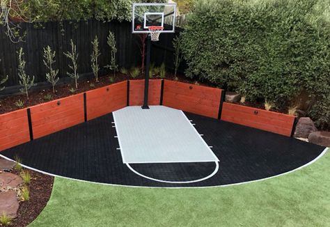 Backyard Court, Home Basketball Court, Basketball Court Backyard, Backyard Sports, Backyard Basketball, Outdoor Basketball Court, Indoor Basketball, Backyard Renovations, Backyard Remodel