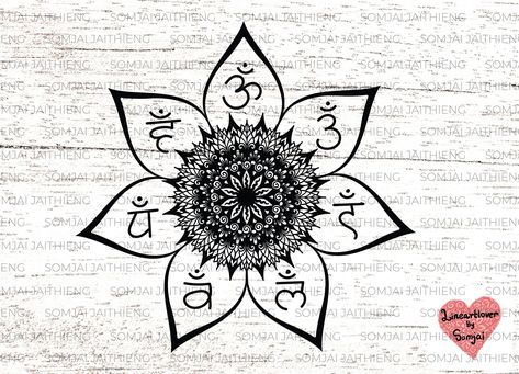 7 Chakra symbols around mandala / 7 Chakras svg / 7 Chakra png / Meditation svg files for cricut/ Mandala svg/ png for sublimation | Sketch by  Haylee Hawkins Chakra Tattoo Design, Magick Tattoo, 7 Chakra Symbols, Cricut Mandala, Chakra Tattoo, Kunst Tattoos, Wildflower Tattoo, Chakra Symbols, Skeleton Hand Tattoo