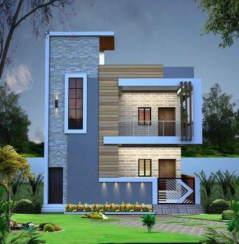 Front Building Design, Indian House Exterior Design, Front Elevation Design, Building Front Designs, Front Wall Design, House Outer Design, Small House Front Design, Small House Elevation, Eksterior Modern