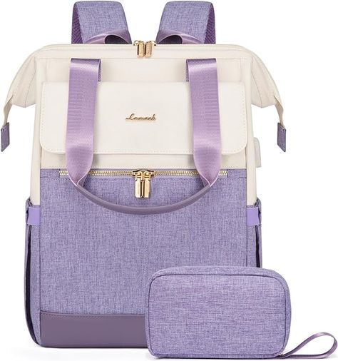 Amazon.com: LOVEVOOK Laptop Backpack for Women, 15.6 Inch Work Laptop Bag with USB Port, Fashion Teacher Nurse Backpack Purse, Waterproof Travel Computer Backpack with Organizer Bag, 2PCS, Beige-Light Purple : Electronics Work Bags Laptop, Computer Backpack, 6 Inches, Laptop Backpack, Bag Organization, Light Purple, Backpack Purse, Travel Luggage, Laptop Bag