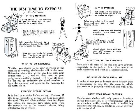 1950s Diet, Best Time To Exercise, The Good Wife's Guide, Before Bed Workout, Retro Fitness, Vintage Housewife, Effective Study Tips, Workouts For Teens, Etiquette And Manners