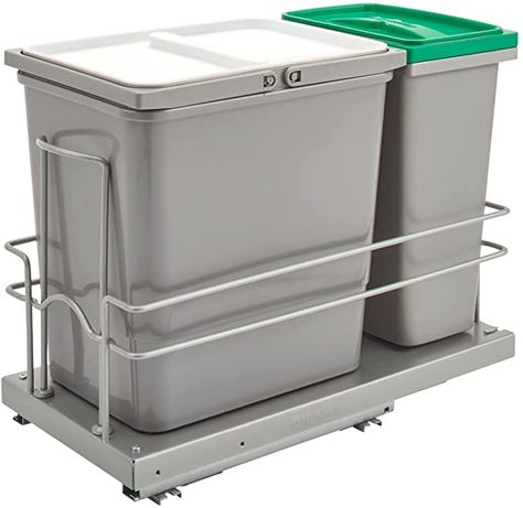 AmazonSmile: Rev-A-Shelf 5SBWC-815S-1 Sink Base Double Pull Out Waste Containers with Reduced Depth for Trash and Recyclables with Soft Close Slides : Home & Kitchen Pull Out Trash Cans, Under Sink Cabinet, Recycle Bin, Trash Containers, Rev A Shelf, Waste Container, Kitchen Cabinet Pulls, Kitchen Trash Cans, Kitchen Waste