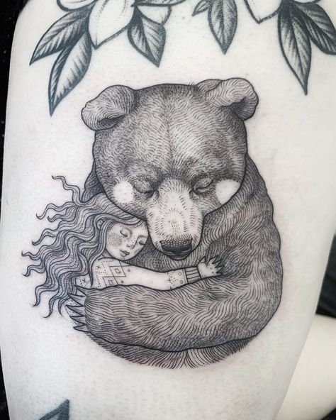 Tattoo Sleeve Drawings, Sleeve Inspiration, Baby Tattoo Designs, Bear Tattoo Designs, Animals Tattoo, Tattoo Symbols, Illustration Tattoo, Bear Tattoos, Family Tattoo