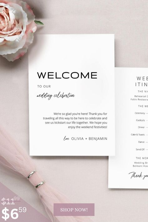 Wedding Welcome Letter Itinerary Welcome Note For Wedding Guests, Welcome Letter Design, Wedding Welcome Letter, Wedding Welcome Letters, Welcome Letter, Welcome Note, Welcome Card, Wedding Itinerary, Welcome Letters