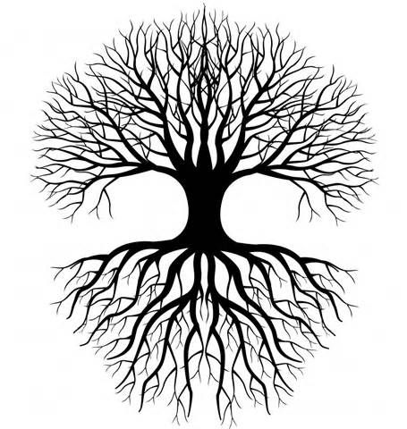 Simple Tree Roots Coloring Coloring Pages Roots Drawing, Boom Kunst, Black And White Silhouette, Frida Art, Simple Tree, Tree Of Life Tattoo, Vector Trees, Celtic Tree Of Life, Black And White Tree