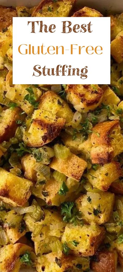 The Best Gluten-Free Stuffing – healthyGFfamily.com Paleo Cornbread, Gluten Free Stuffing Recipes, Bread Stuffing, Gluten Free Stuffing, Cornbread Stuffing, Gluten Free Cornbread, Gluten Free Holiday, Herb Stuffing, Gluten Free Thanksgiving