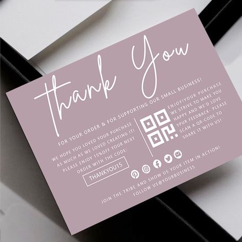 22.71US $ |Modern Business Thank You Card With QR,Small Business Thank You Card Template Thank You Package Insert, Contemporary Branding| | - AliExpress Bussines Thanks Card Design Ideas, Thank You Card Art Business, Thank You Card For Candle Business, Business Card Thank You, Business Card For Small Business, Thank You Small Business Cards, Thank You Card Ideas For Small Business, Thank You For Shopping Card, Thankyoucard Design Business