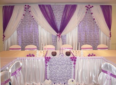 White Drapes Wedding, Drapes Wedding, Diy Drapes, Wedding Stage Backdrop, Plum Wedding, White Drapes, Backdrop Wedding, Stage Backdrop, Pipe And Drape