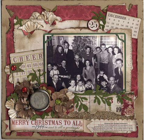 Vintage Christmas Scrapbook, Heritage Scrapbooking Layouts, Heritage Scrapbook Pages, Winter Scrapbooking, Christmas Scrapbook Pages, Holiday Traditions Family, Christmas Scrapbook Layouts, Heritage Scrapbooking, Christmas Layouts