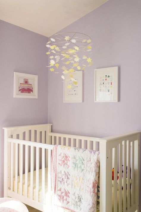 . Purple Yellow Nursery, Lavender Nursery Girl, Yellow Baby Room, Nursery Bedroom Ideas, Lilac Nursery, Lavender Nursery, Auntie Life, Girly Nursery, Nursery Tour