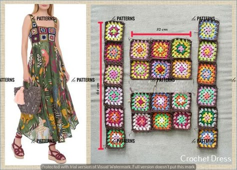 Crocheted-Unique Crochet Clothes: One-of-a-Kind Tops to Make Crochet Summer Dresses, شال كروشيه, Crochet Ladies Tops, Crochet Granny Square Blanket, Crochet Tops Free Patterns, Crochet Fashion Patterns, Granny Square Crochet Pattern, Crochet Woman, Crochet Diagram