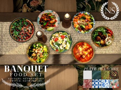 The Sims 4 Cc Recipes, Sims 4 Buffet, Sims 4 Buffet Cc, Sims 4 Mexican Food Cc, Sims 4 Dishes, Sims 4 Food Cc Decor, Sims 4 Food Retexture, Sims 4 Food Clutter, The Sims 4 Cc Food Decor