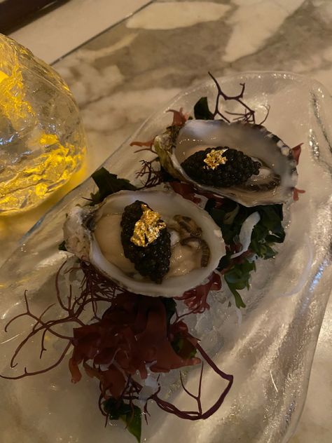 star girl aesthetic, caviar oyster covered in gold leaf, rich girl, michelin restaurant, expensive, girl boss, new money, dim aesthetic, wealthy Champagne And Caviar Aesthetic, Caviar Wedding, Caviar Aesthetic, Caviar Dinner, Caviar Party, Monaco Summer, Star Girl Aesthetic, Caviar Spoon, Champagne Tower