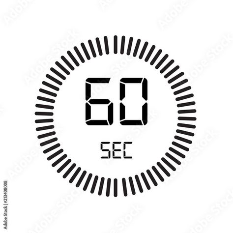 Stock Image: The 60 seconds icon, digital timer. clock and watch, timer, countdown symbol isolated on white background, stopwatch vector icon Timer Clock, Digital Timer, 60 Seconds, Digital Alarm Clock, Vector Icons, White Background, Stock Vector, Stock Images, Clock