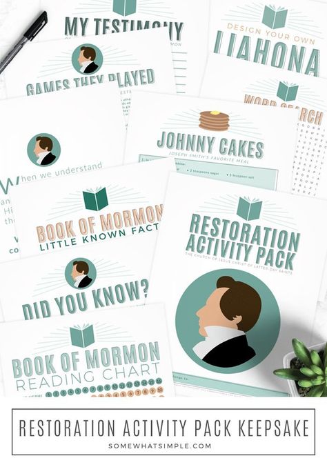 Our printable LDS Restoration Activity pack will help your family prepare for a memorable General Conference!  This printable packet is FREE and comes with several activities that will help your family learn more about the Restoration.   #ldsgeneralconference #kidsactivitysheets #restoration  #freeprintables #LDS #churchofjesuschrist #latterdaysaints Lds Printables Free, Lds Yw Activities, General Conference Activities, Home Decor Projects Diy, Yw Activities, Lds General Conference, Reading Charts, Activity Sheets For Kids, Youth Activities