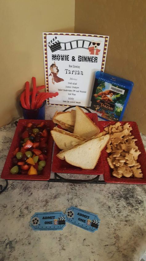 Tarzan Movie Night Food, Tarzan Themed Food, Tarzan Dinner And A Movie, Disney Date Night At Home, Tarzan Movie Night, Disney Theme Movie Night Ideas, Food Movie Night, Movie Night Disney, Disneyland Night