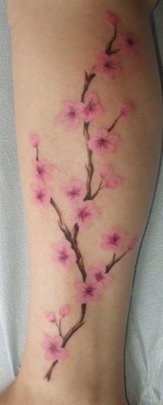 Cherry blossom tattoo, I like the light pink color of the blossoms. Polynesian Tattoos, Tattoo Mandala, Geometric Tattoos, Weird Tattoos, Blossom Tattoo, Cherry Blossom Tattoo, Japanese Sleeve, Lotus Tattoo, Arm Tattoos