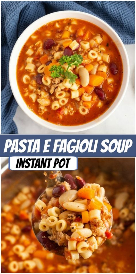 Pasta Fagioli Soup, Italian Soup Recipes, Fagioli Soup, Pasta E Fagioli Soup, Pasta Fagioli, Pasta E Fagioli, Pasta Soup, Healthy Soup Recipes, Instapot Recipes