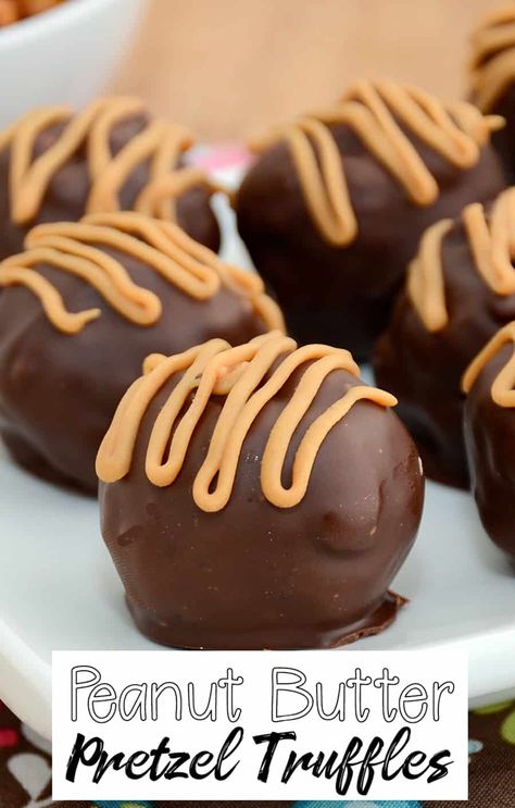 Peanut Butter-Pretzel Truffles - Sweet Pea's Kitchen Pretzel Truffles, Pretzel Chocolate Bites, Peanut Butter Drizzle, Truffle Cookies, Making Sweets, Peanut Butter Truffles, Peanut Butter Pretzel, Pretzels Recipe, Christmas Candy Recipes