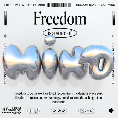 @grafikonelu • Instagram photos and videos Freedom Is A State Of Mind, 타이포그래피 포스터 디자인, 3d Typography, Graphic Design Fonts, Graphic Design Tools, Graphic Design Fun, Canva Design, Instagram Design, Off Grid