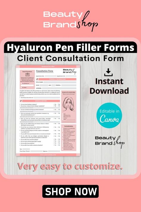 Visit our website for more Client Record Form, Hyaluronic Pen, Esthetician Forms, Client Consultation, Consent Forms, Makeup Lips, Skincare Quotes, Diy Skincare, Lip Fillers