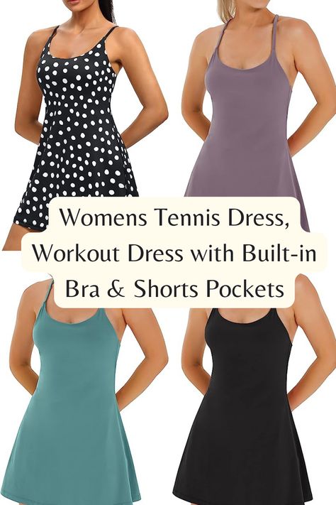 Womens Tennis Dress, Workout Dress with Built-in Bra & Shorts Pockets Exercise Dress for Golf Athletic Dresses for Women Womens Tennis Dress, Exercise Dress, Athletic Dresses, Workout Dress, Womens Tennis, Tennis Dress, Dresses For Women, Summer Dress, Shoes Jewelry