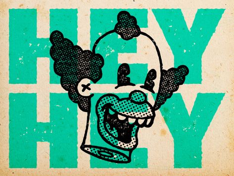 Retro Illustration Graphics, Halftone Poster, Halftone Art, Halftone Texture, Halftone Illustration, Texture Illustration, Clown Illustration, Weekly Inspiration, Posca Art