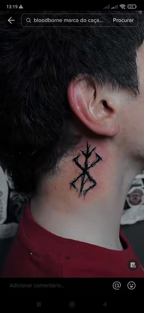 Tattoo Ideas Berserk, Beserk Symbols Tattoo, Dwarven Tattoo Design, Berserk Sacrifice Mark Tattoo, Berserk Symbol Tattoo, Cool Chest Tattoos Men, Sekiro Tattoo, Brand Of Sacrifice Tattoo, Berserk Tattoo Design