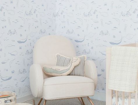 Removable Wallpaper From Chasing Paper x Pehr Is Just What Your Nursery Needs Chasing Paper, Coastal Wallpaper, Life Aquatic, Coastal Boho, Nursery Wallpaper, Neutral Decor, Nursery Neutral, Baby Boy Nurseries, Baby Decor