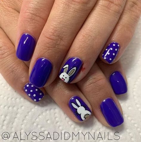 Easter Nails Design Spring, Easter Nails Easy, Easter Nail Art Designs, April Nails, Natural Nail Art, Easter Nail, Bunny Nails, Easter Nail Designs, Easter Nail Art