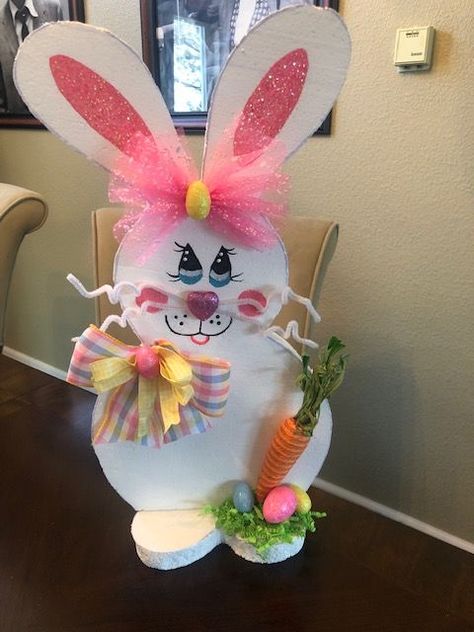 Styrofoam Stand Up Bunny. Idea from JoAnn Barrandey Joann Barrandey, Easter Crafts, Stand Up, Baby Mobile, Easter