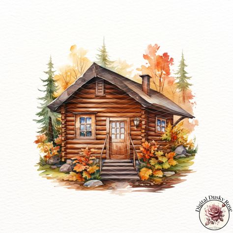 Watercolor Autumn Cabin Log Clipart Fall Wooden Cottage Illustrations for Scrapbooking and Rustic Seasonal Crafts https://digitalduskyrose.etsy.com/listing/1776290283 Capture the serene beauty of fall with our Watercolor Autumn Cabin Log Clipart collection. This set features charming illustrations of cozy wooden cottages nestled in autumn landscapes, perfect for adding a rustic touch to your seasonal projects. Whether you're scrapbooking, journaling, or crafting home decor, these high-resol... Log Clipart, Autumn Cabin, Fall Cabin, Watercolor Doodles, Cottage Illustration, Autumn Landscapes, Wooden Cottage, Seasonal Crafts, Autumn Landscape