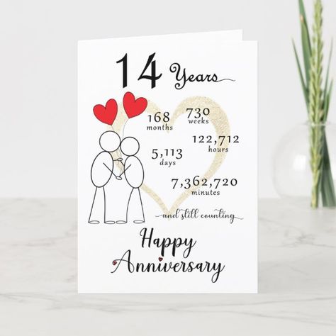 14th Wedding Anniversary Card with heart balloons 31st Wedding Anniversary, 49th Wedding Anniversary, 26th Wedding Anniversary, 29th Wedding Anniversary, Red Heart Balloons, 22nd Wedding Anniversary, 17th Wedding Anniversary, 6 Month Anniversary, 12th Wedding Anniversary