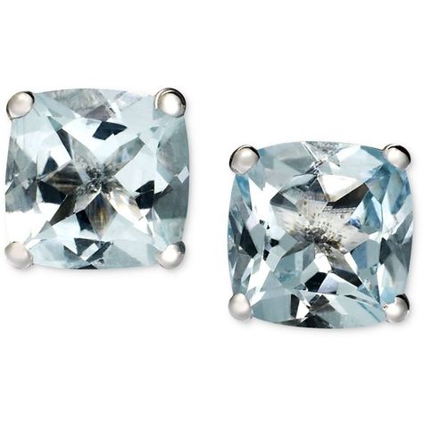 14k White Gold Earrings, Aquamarine Cushion Studs (1-5/8 ct. t.w.) (€160) ❤ liked on Polyvore featuring jewelry, earrings, no color, 14k earrings, white gold jewellery, aquamarine jewellery, cushion cut stud earrings and white gold jewelry Aquamarine Studs, Earrings White Gold, Macys Jewelry, Real Gold Jewelry, Aquamarine Jewelry, White Gold Jewelry, White Gold Earrings, Earrings White, Sea Glass Jewelry