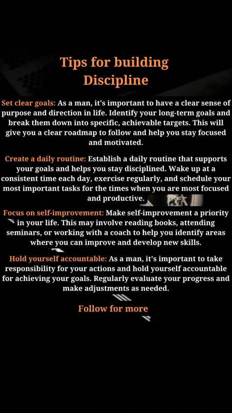 TIPS FOR BUILDING DISCIPLINE 🕊 Discipline For Men, Building Self Discipline, Self Discipline Quotes Aesthetic, Discipline Mood Board, How To Build Self Discipline, How To Build Discipline, Self Discipline Aesthetic, Building Discipline, Build Discipline