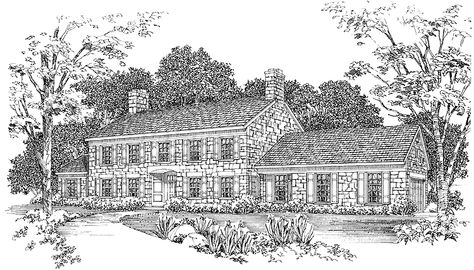 Home Plan HOMEPW14484 - 3047 Square Foot, 3 Bedroom 2 Bathroom + Georgian Home with 2 Garage Bays | Homeplans.com House Sketches, Classic House Plans, Cape Cod Style Home, Landry Room, Cape Cod Home, Exterior Wall Materials, Sims Inspiration, Blueprint Pictures, Colonial House Plans