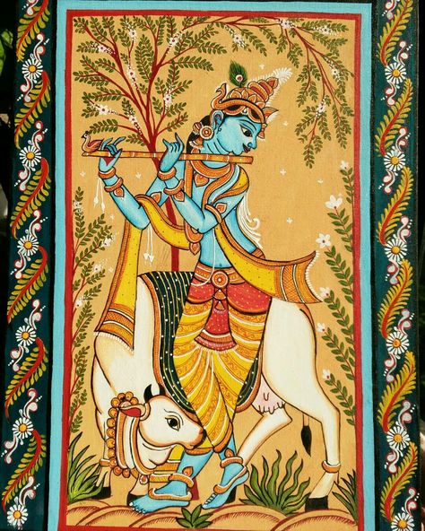 Pattchitra Painting Designs, Krishna Pattachitra Paintings, Pattchitra Design, Patta Chitra Paintings, Onam Painting, Patta Painting, Patachitra Paintings, Pattachitra Art, Phad Painting