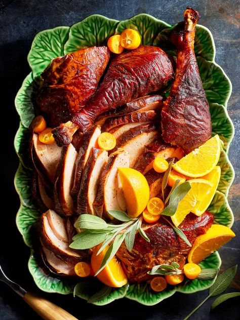 This Smoked Mole-Inspired Turkey Is Juicy and Flavorful Traditional Christmas Dinner Menu, Mexican Mole, Traditional Christmas Dinner, Carving A Turkey, Smoked Turkey Recipes, Chocolate Chili, Stuffing Ingredients, Christmas Dinner Menu, Turkey Recipe