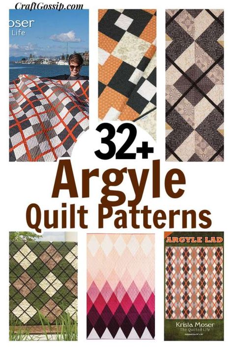 32 Argyle Quilt Patterns Argyle Quilt Pattern Free, Argyle Quilt Pattern, Argyle Knitting Pattern, Argyle Quilt, Story Quilts, Frugal Wedding, Mystery Quilt, Argyle Pattern, Workshop Ideas