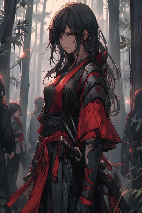 Fantasy Ninja Outfit, Anime Ninja Outfits Female, Anime Samurai Woman, Anime Ninja Female, Dnd Ninja, Ninja Character Art, Ninja Girl Art, Female Ninja Art, Anime Warrior Female