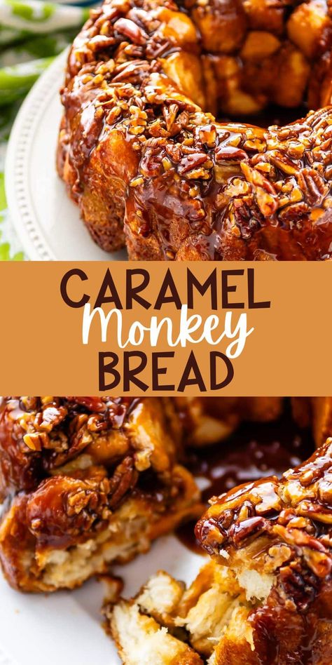 Caramel Monkey Bread, Donut Cakes, Apple Monkey Bread, Baked Desserts, Apple Caramel, Mom On Timeout, Cinnamon Roll Dough, Diy Easy Recipes, Caramel Drizzle