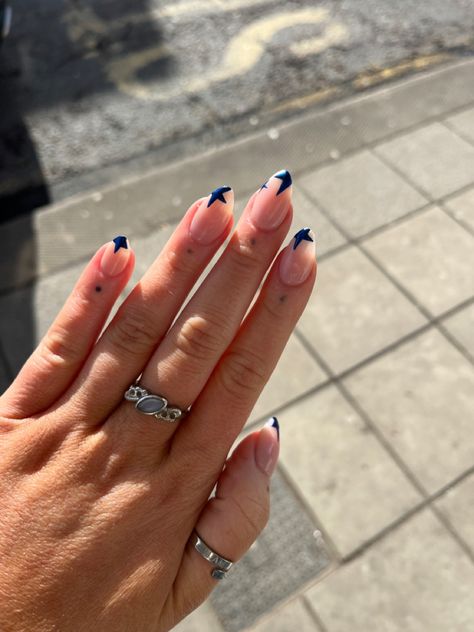 Edgy Nails, Summery Nails, Casual Nails, Classy Acrylic Nails, Cute Gel Nails, Nail Jewelry, Blue Stars, Nagel Inspo, Cat Kuku