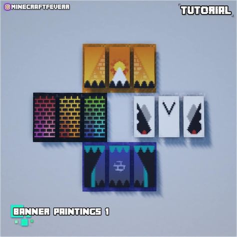 Feverr ~ on Instagram: “You guys probably know about banner Pixel art. I didnt  really find any of banner 'paintings' though. Thats why I tried to make a few…” Minecraft Bee Banner Designs, Banner Art Minecraft, Pixel Art Banner, Cool Minecraft Banners, Mc Banner, Minecraft Banner Patterns, Banner Patterns, Playing Minecraft, Mc Builds